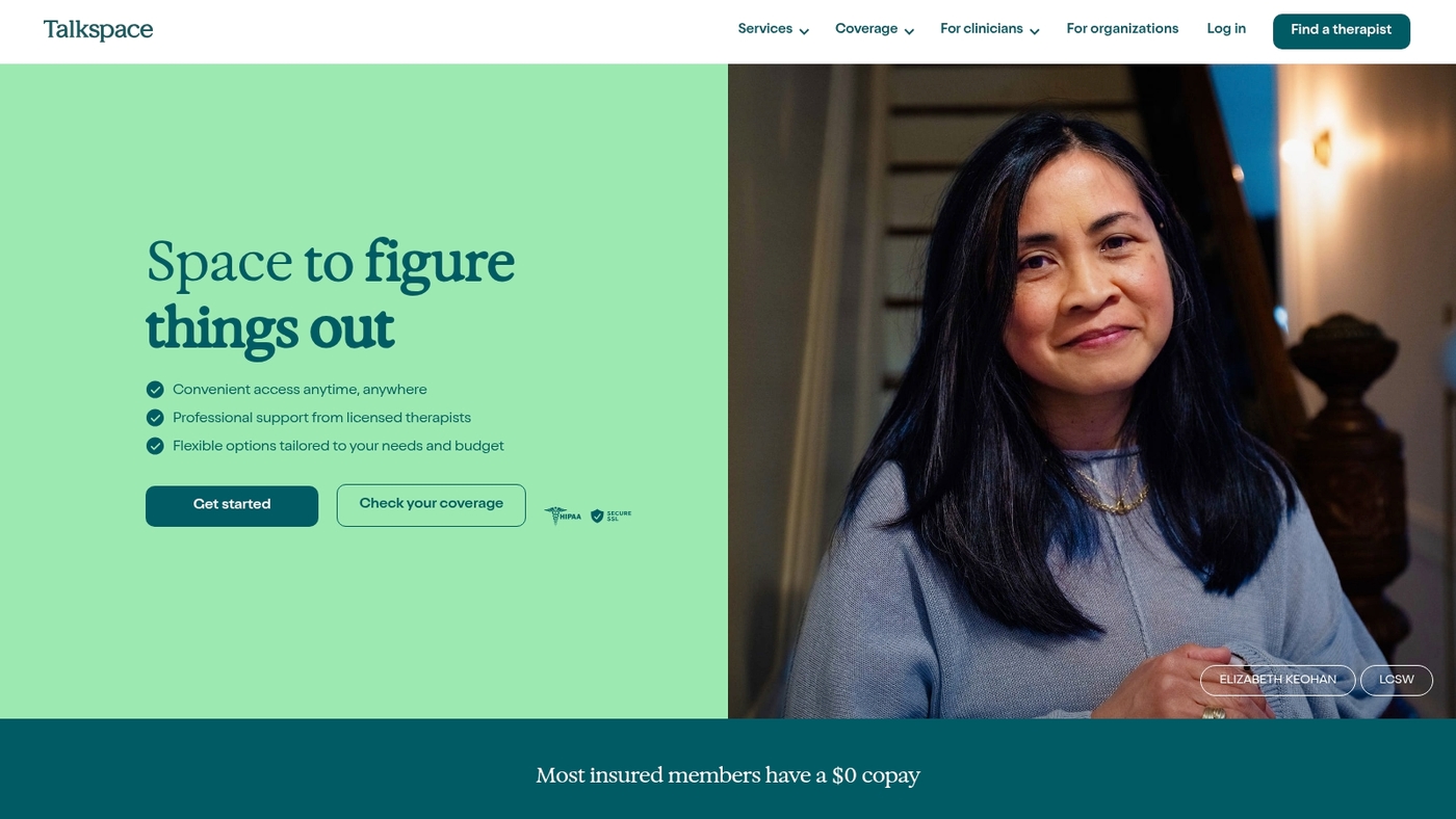 Screenshot of www.talkspace.com