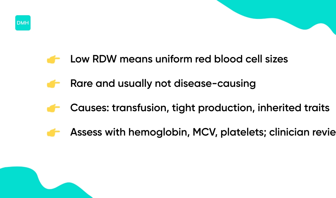 What does a low RDW indicate?