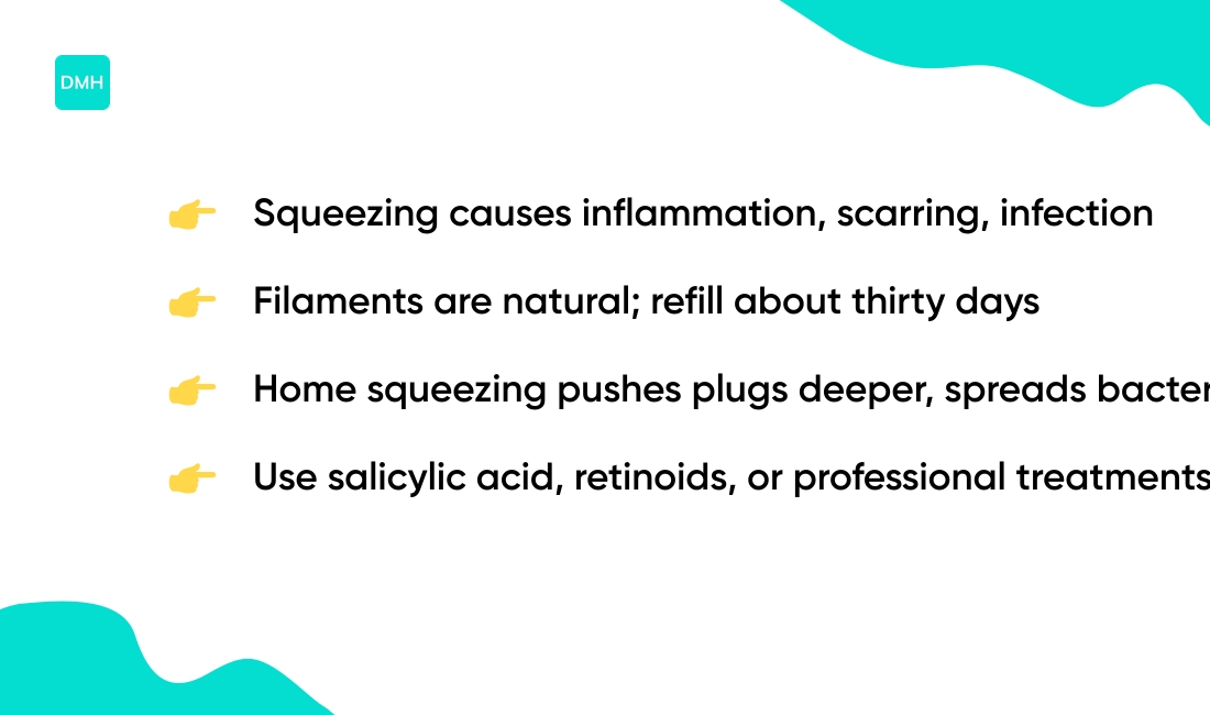 Is it safe to squeeze sebaceous filaments?