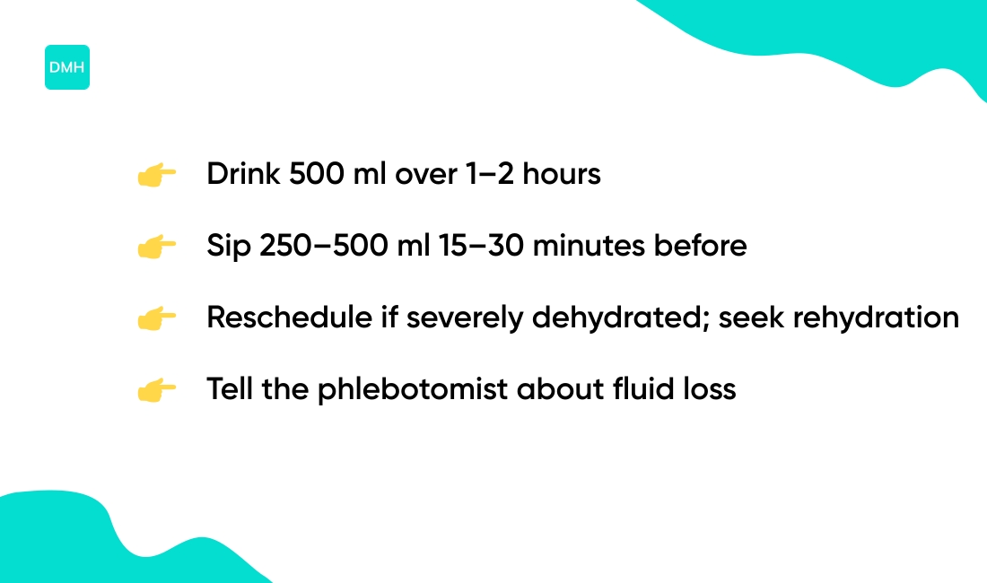 How long does it take to rehydrate before a blood test