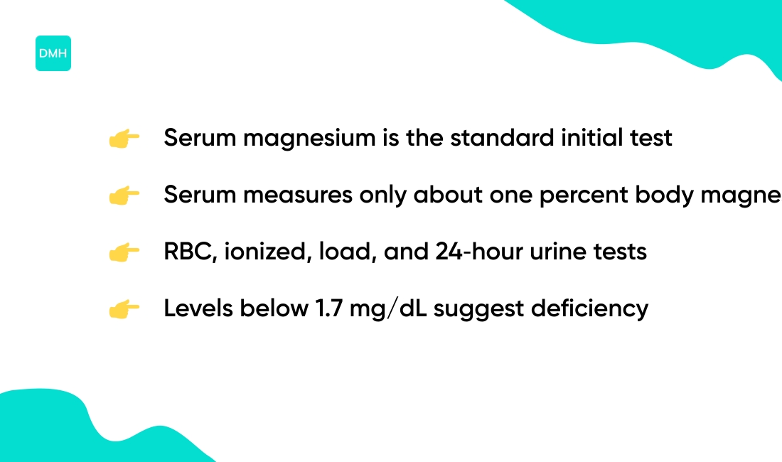 How is magnesium deficiency diagnosed or tested