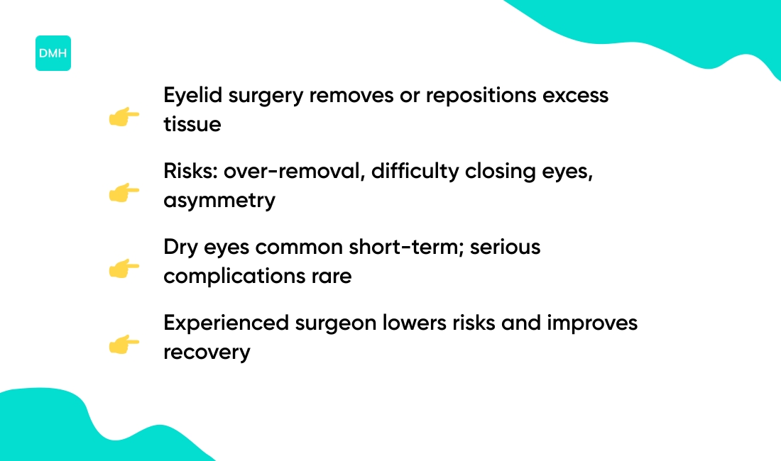 What are the risks and complications of blepharoplasty